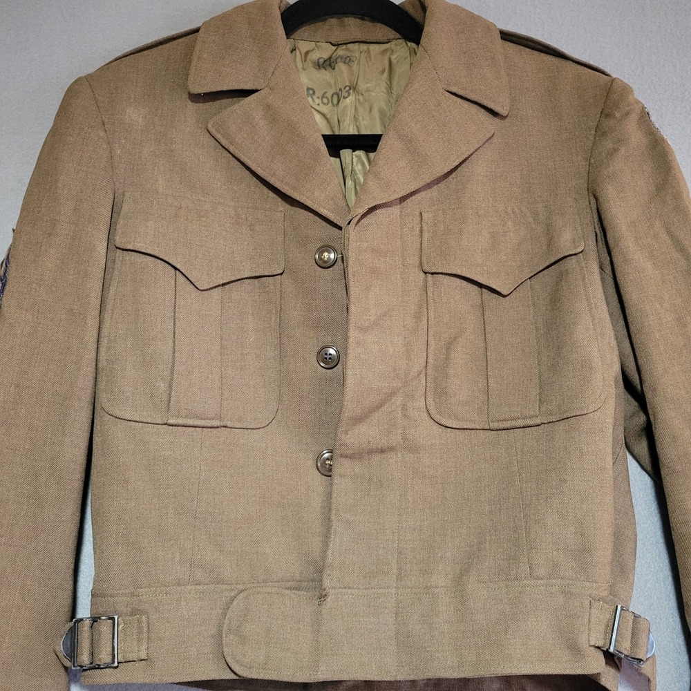 Vintage WWII US Army Eisenhower Ike Jacket Wool Polar Bear Patch Sergeant Khaki
